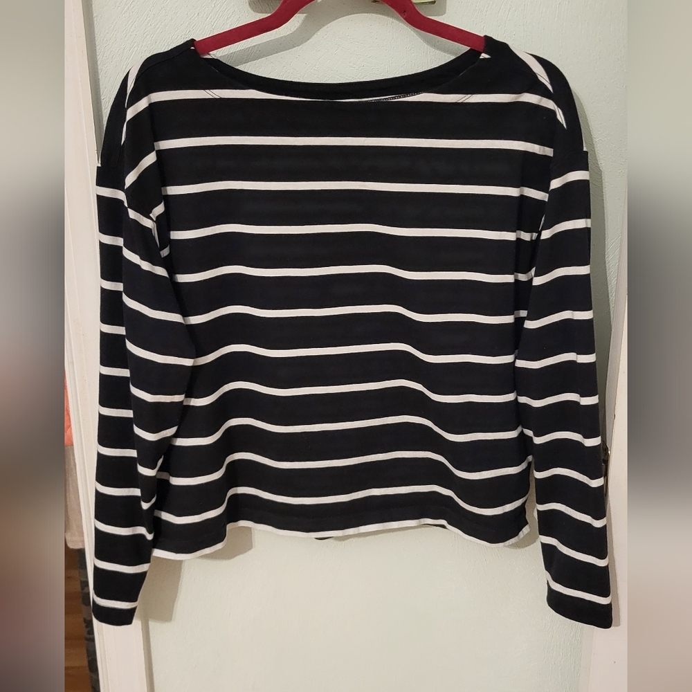 Old Navy Black and White Striped Tee